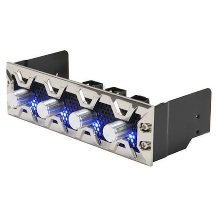 Lamptron Lamptron 832-103-02 Fan Controller; 30W x 4 Channels; Blue Led; Silver Aluminum Bezel 832-103-02